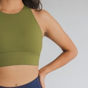 BARE Spin to Win High Neck Sports Bra- Jade Green